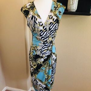 *Connected Apparel* Zebra Print Wrap Dress Sz 6